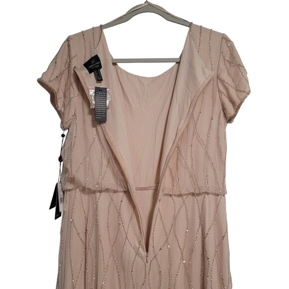 NWT Arianna Papell Beaded Blouson Champagne Gown Dress Size 14 - Picture 5 of 7